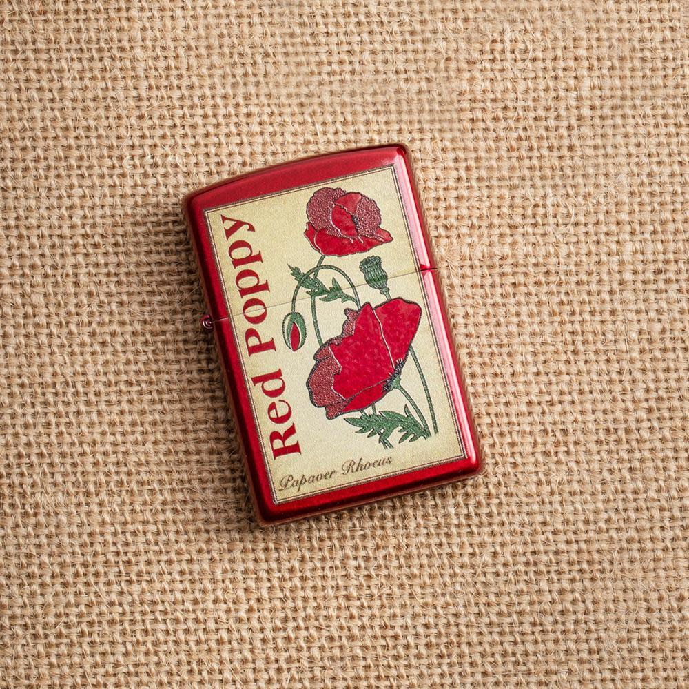 Zippo Poppy Design Candy Apple Red Windproof Lighter