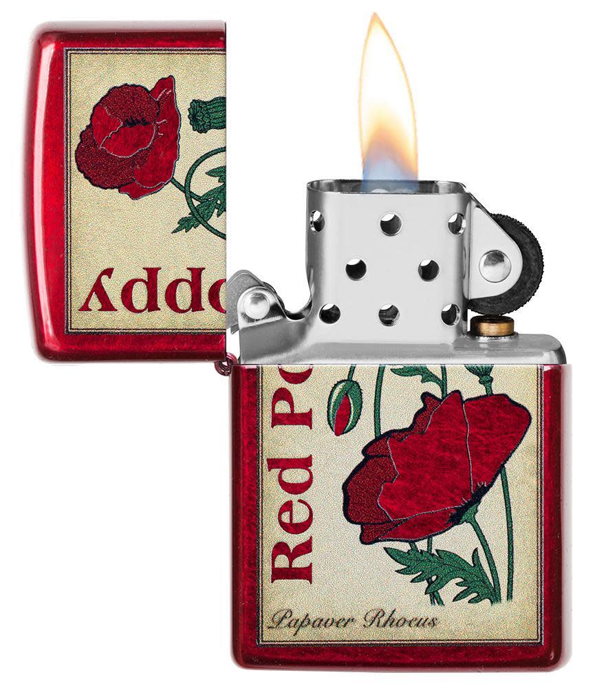 Zippo Poppy Design Candy Apple Red Windproof Lighter