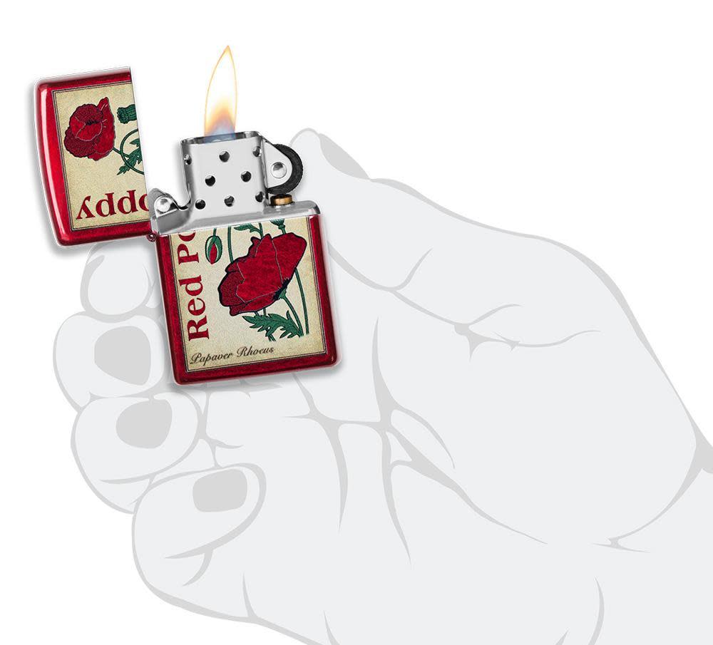 Zippo Poppy Design Candy Apple Red Windproof Lighter