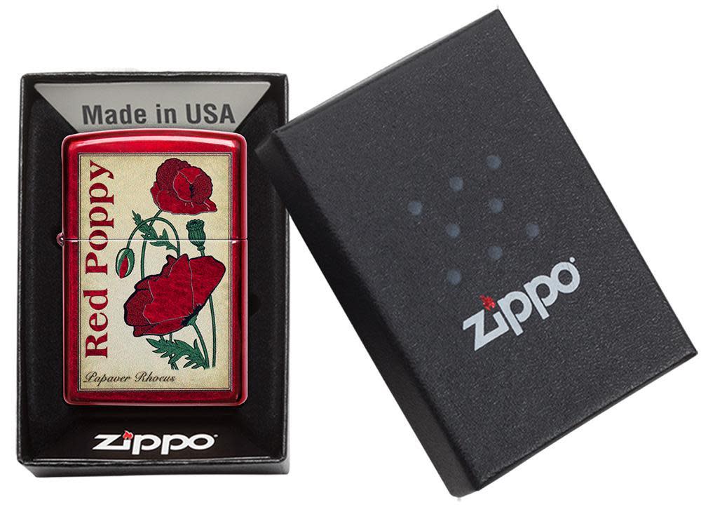 Zippo Poppy Design Candy Apple Red Windproof Lighter