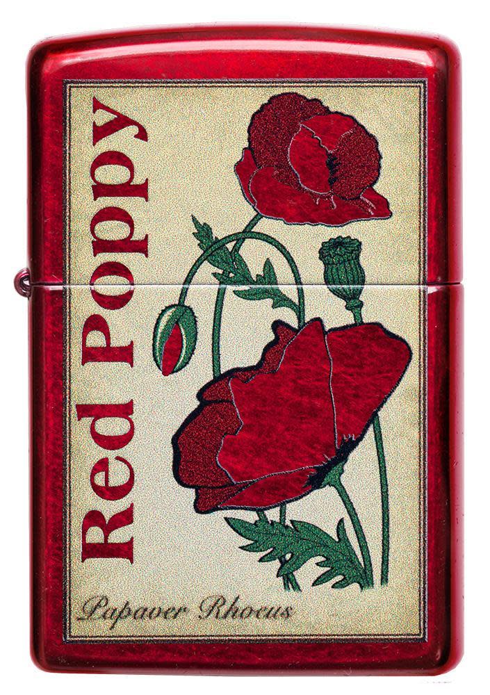 Zippo Poppy Design Candy Apple Red Windproof Lighter