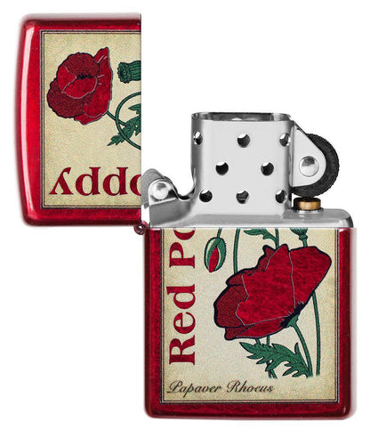 Zippo Poppy Design Candy Apple Red Windproof Lighter