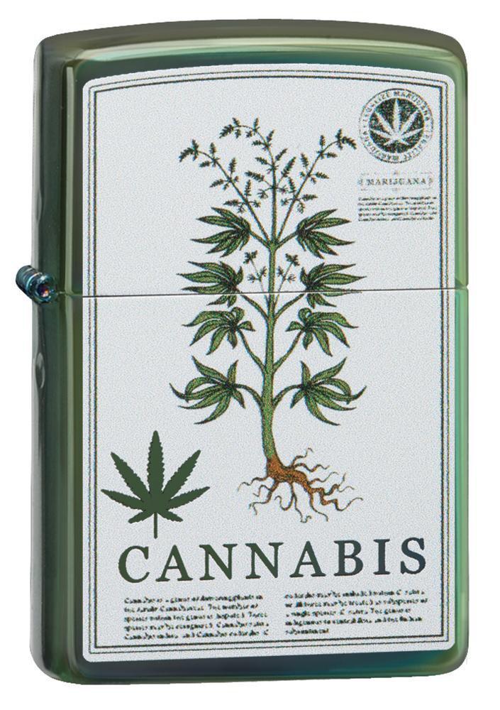Zippo High Polish Green Cannabis Design