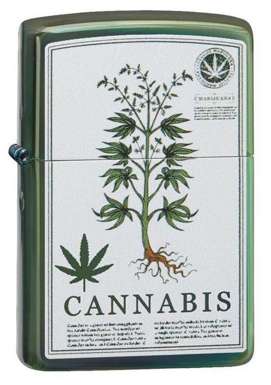 Zippo High Polish Green Cannabis Design