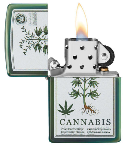 Zippo High Polish Green Cannabis Design