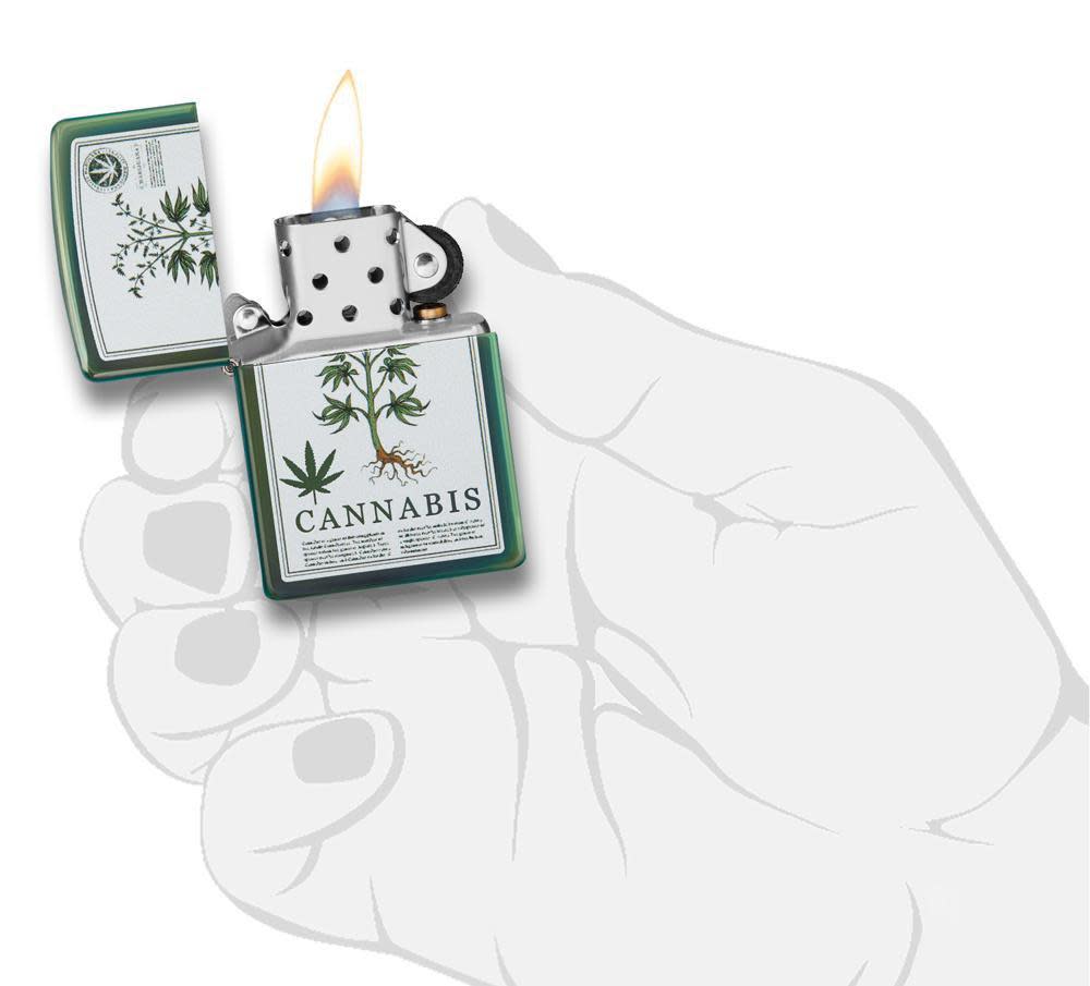 Zippo High Polish Green Cannabis Design