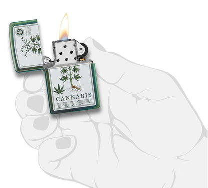 Zippo High Polish Green Cannabis Design