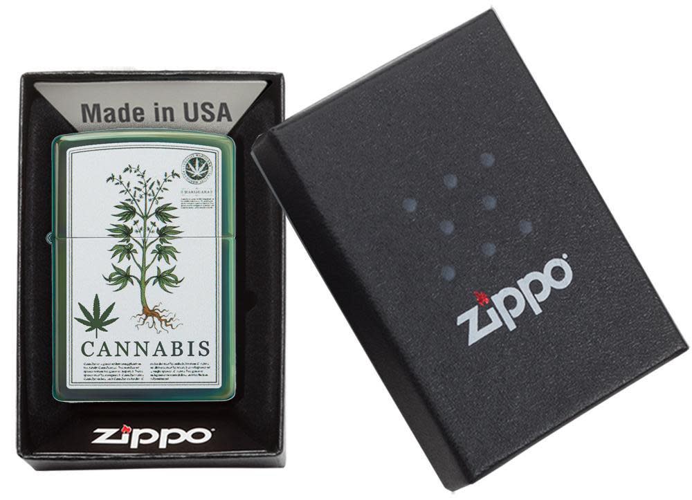 Zippo High Polish Green Cannabis Design