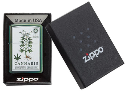 Zippo High Polish Green Cannabis Design
