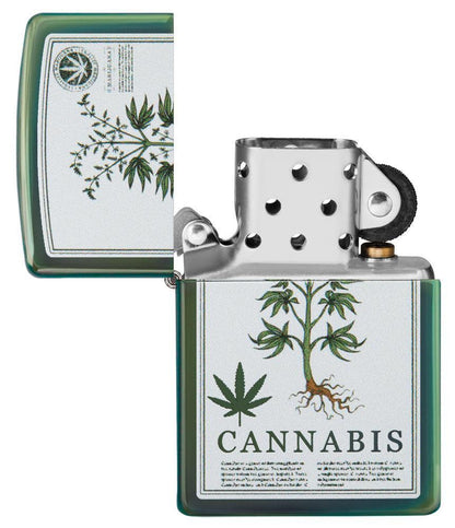 Zippo High Polish Green Cannabis Design