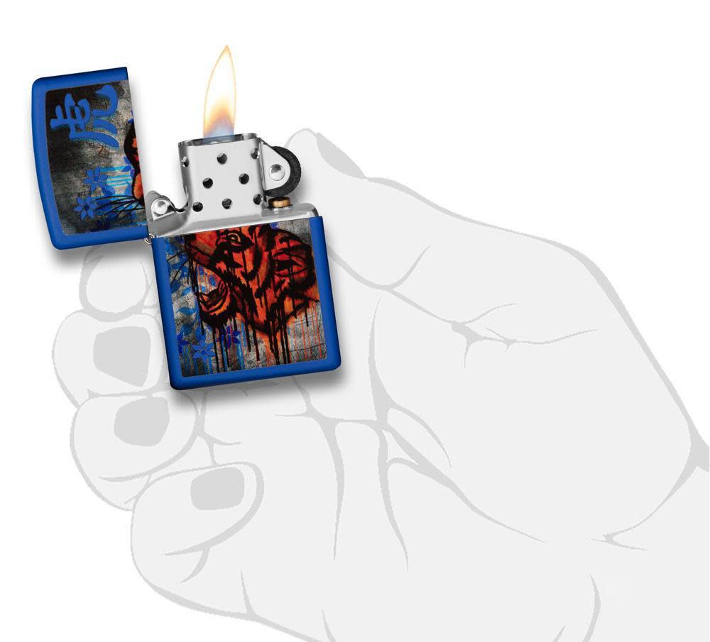 Zippo Royal Blue Colorful Tiger Design
