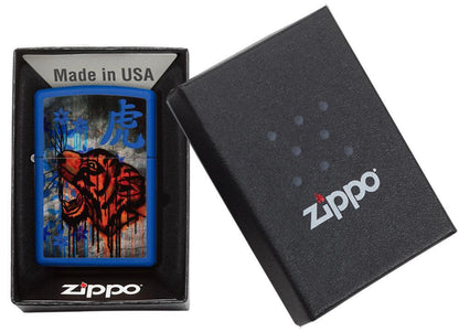 Zippo Royal Blue Colorful Tiger Design