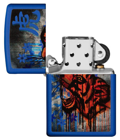 Zippo Royal Blue Colorful Tiger Design