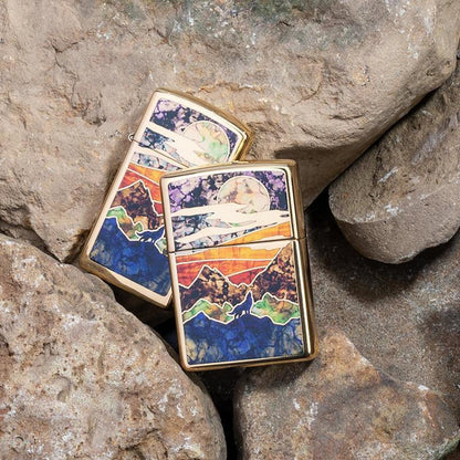 Zippo High Polish Brass Howling Wolf