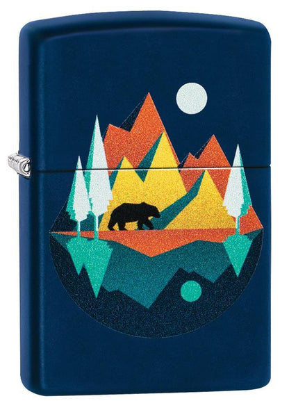 Zippo Geometric Bear and Mountains Design