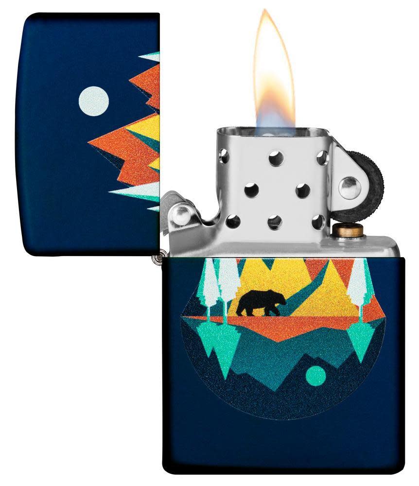 Zippo Geometric Bear and Mountains Design