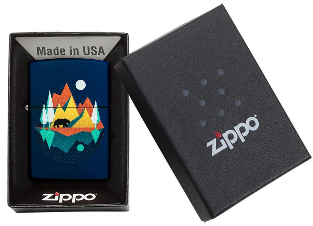 Zippo Geometric Bear and Mountains Design