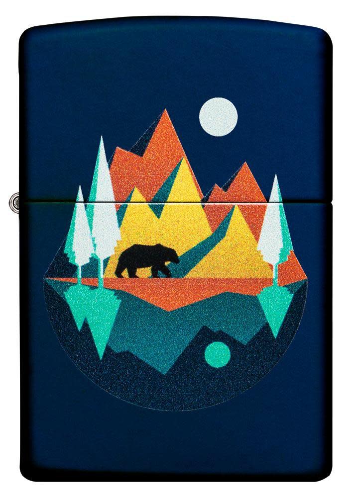 Zippo Geometric Bear and Mountains Design
