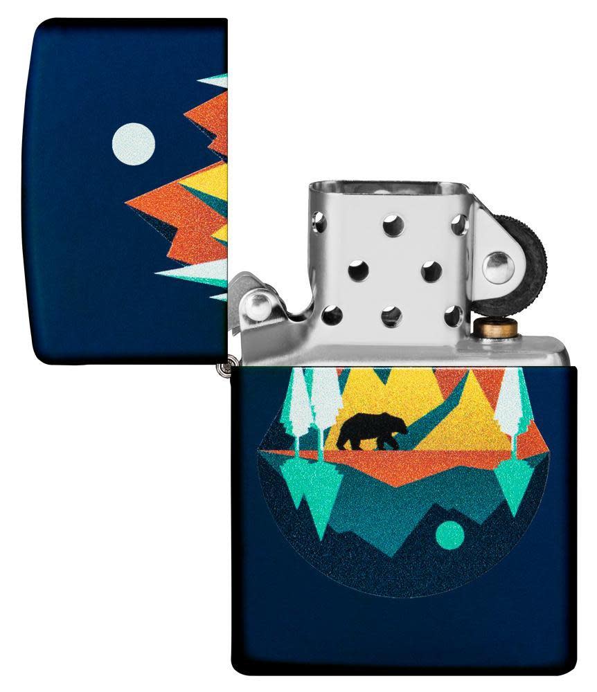 Zippo Geometric Bear and Mountains Design