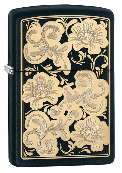 Zippo Fancy Floral Black Matte Lighter