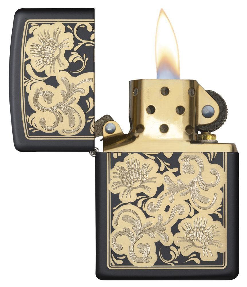Zippo Fancy Floral Black Matte Lighter