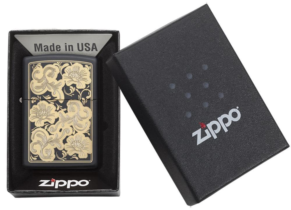 Zippo Fancy Floral Black Matte Lighter